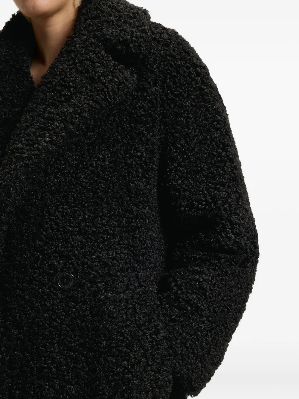 Hugo Boss Faux-fur Coat In An Oversized Fit In Black
