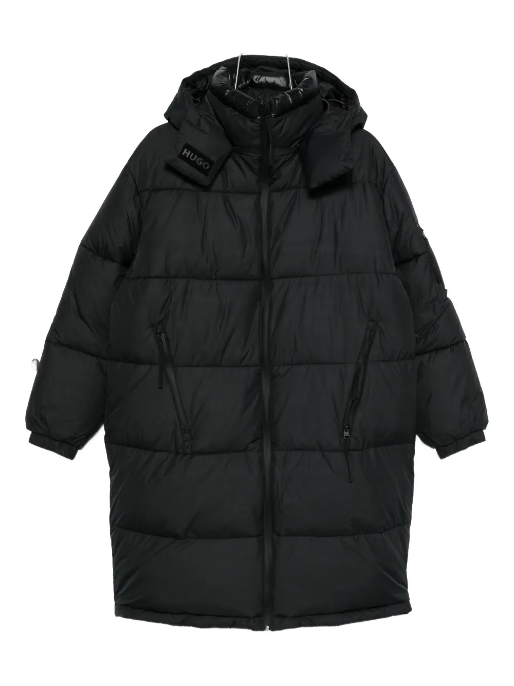 HUGO detachable-hood padded coat - Nero
