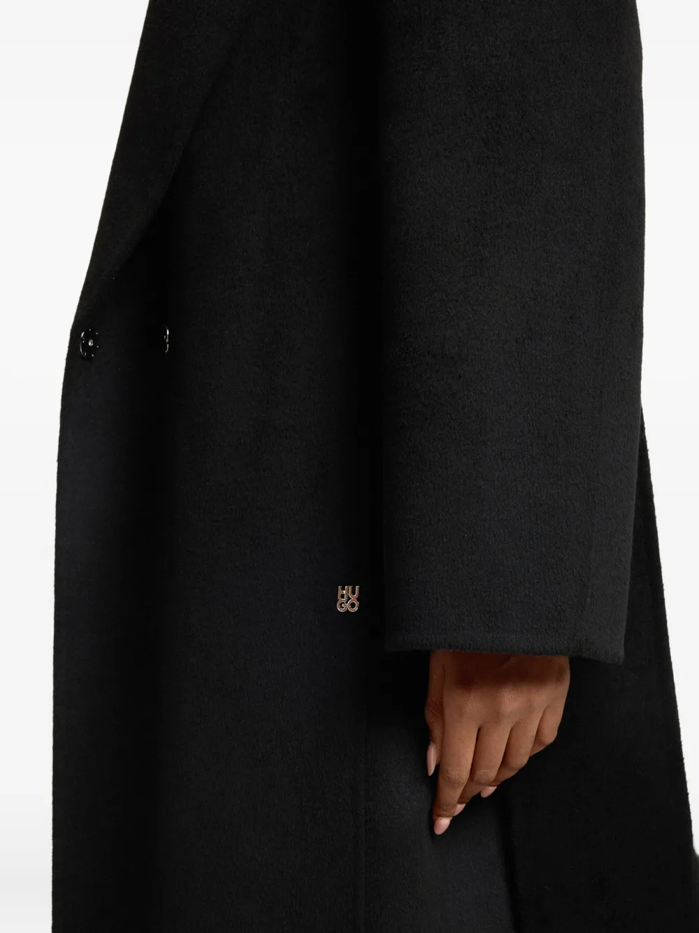 Hugo Boss Tie-waist Coat In Black