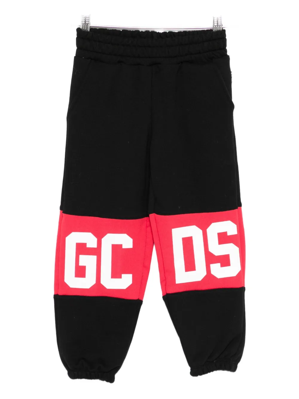 Gcds Logo-print Colour-block Trousers In Black