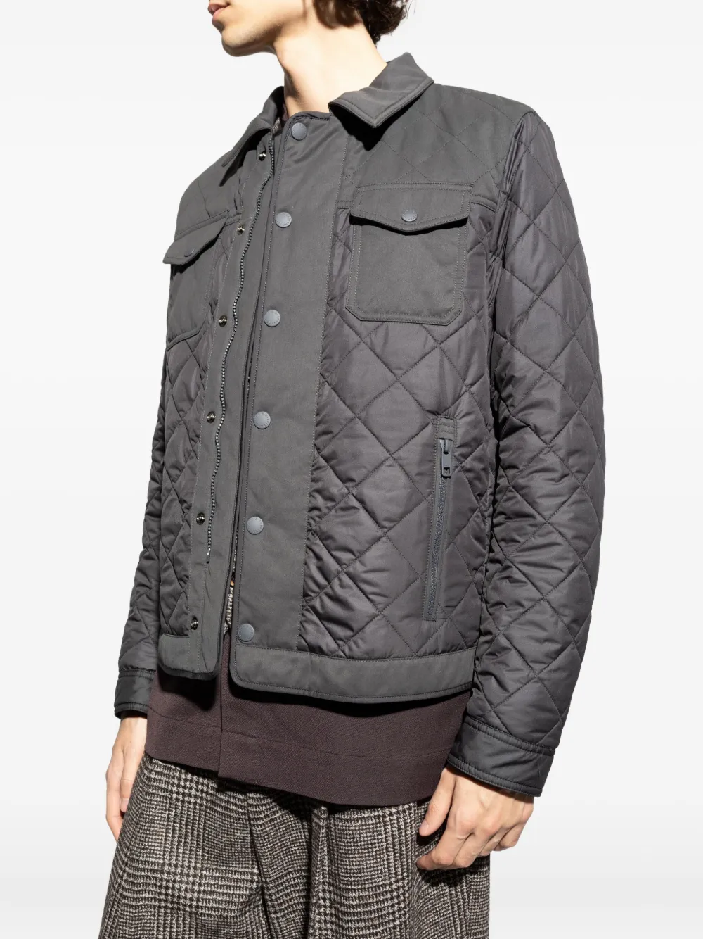 Dolce & Gabbana Button-fastening Quilted Jacket In Gray