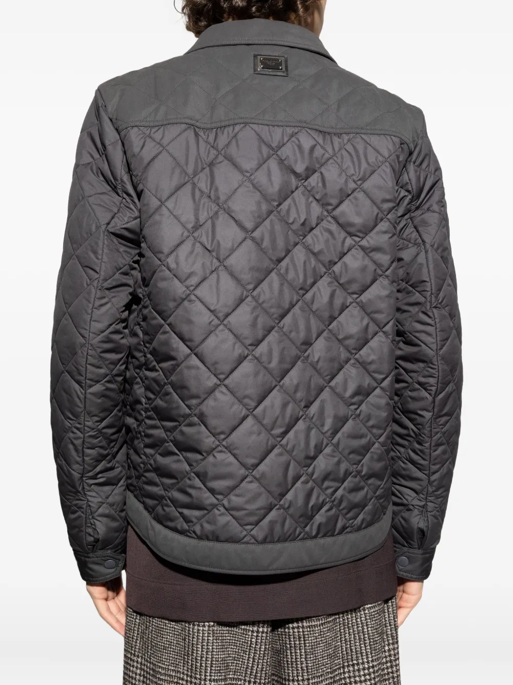 Dolce & Gabbana Button-fastening Quilted Jacket In Gray