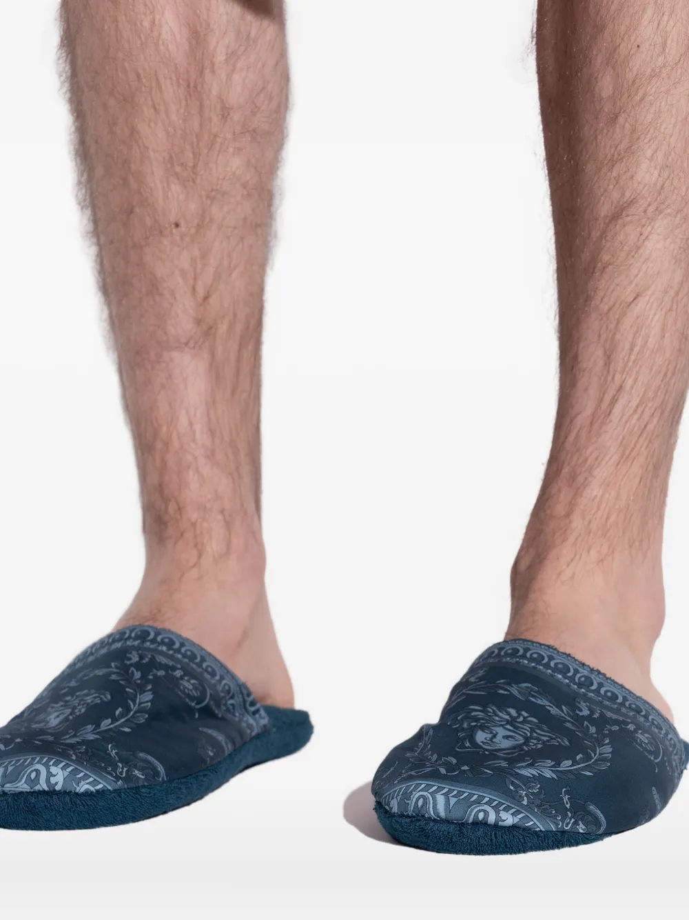 Versace Slippers met barokprint Blauw