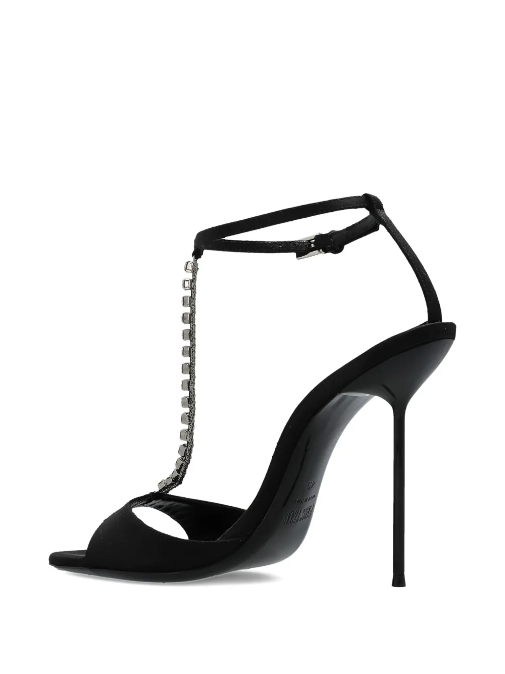 Paris Texas 105mm Lidia T-strap Crystal-chain Heeled Sandals In Black