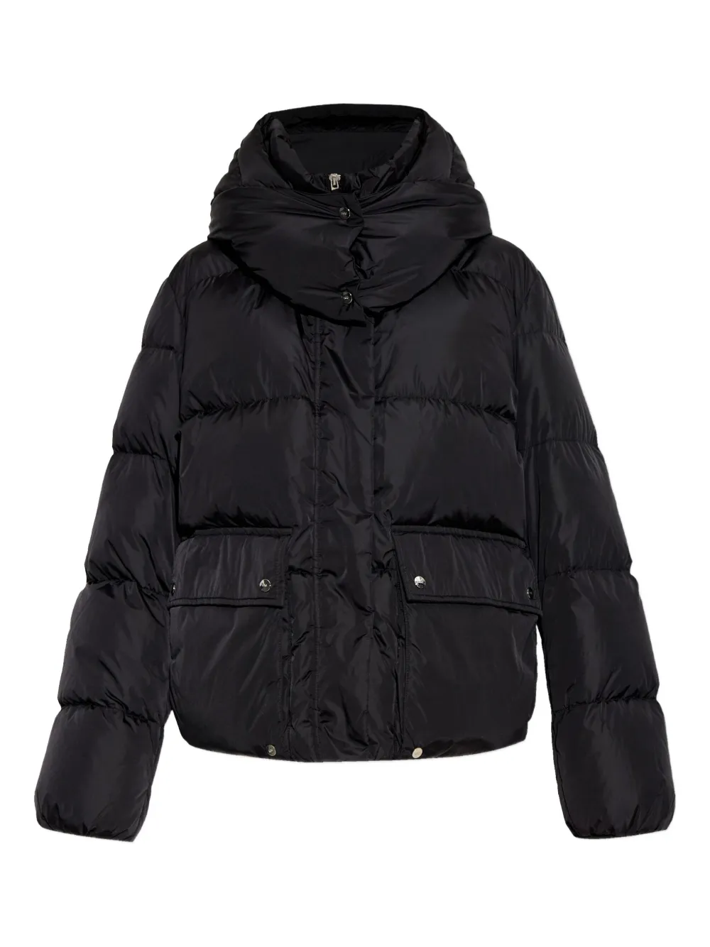 Add hooded puffer jacket | Black | Image 1