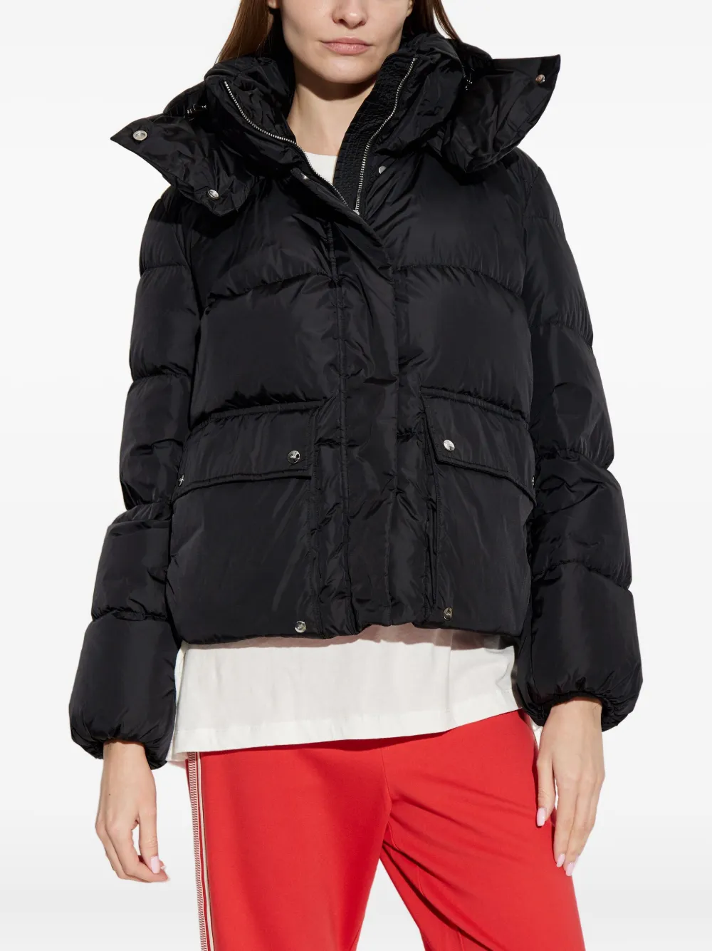 Add Hooded Puffer Jacket In Black