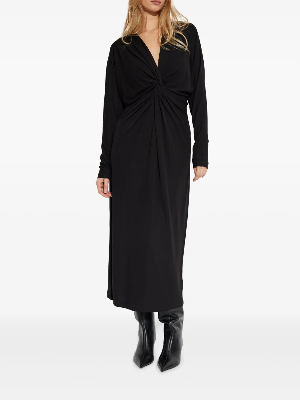 ANINE BING Mathilde midi-jurk met lange mouwen - Zwart