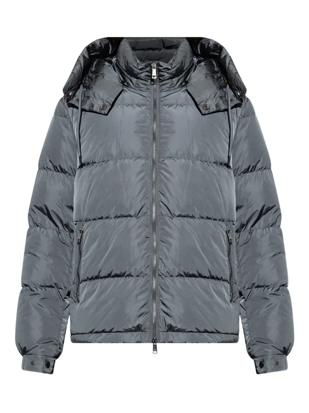 Add hooded zip-up padded jacket | Grey | Image 1
