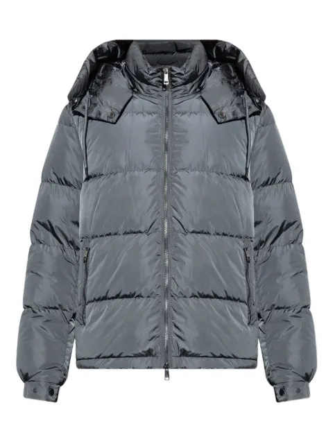 Add hooded zip-up padded jacket