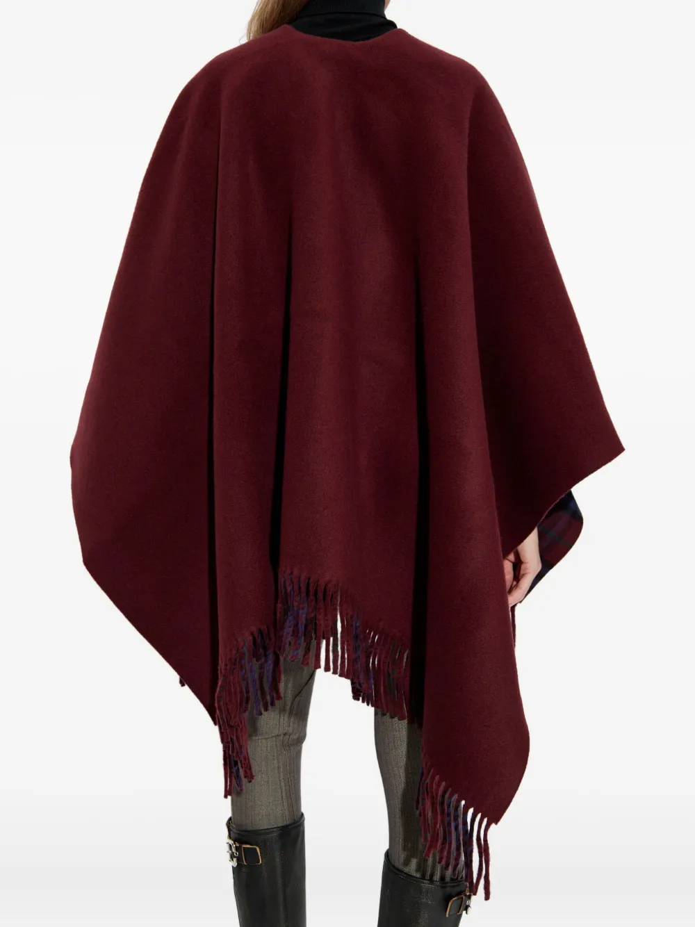 Burberry Omkeerbare cape met franje Rood