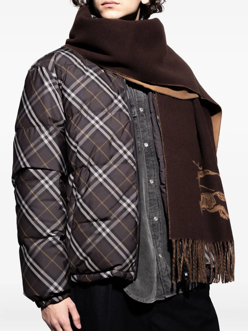 Burberry logo fringed scarf - Marrone