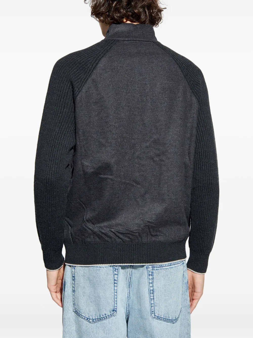 Eleventy Geribbeld jack met rits Grijs