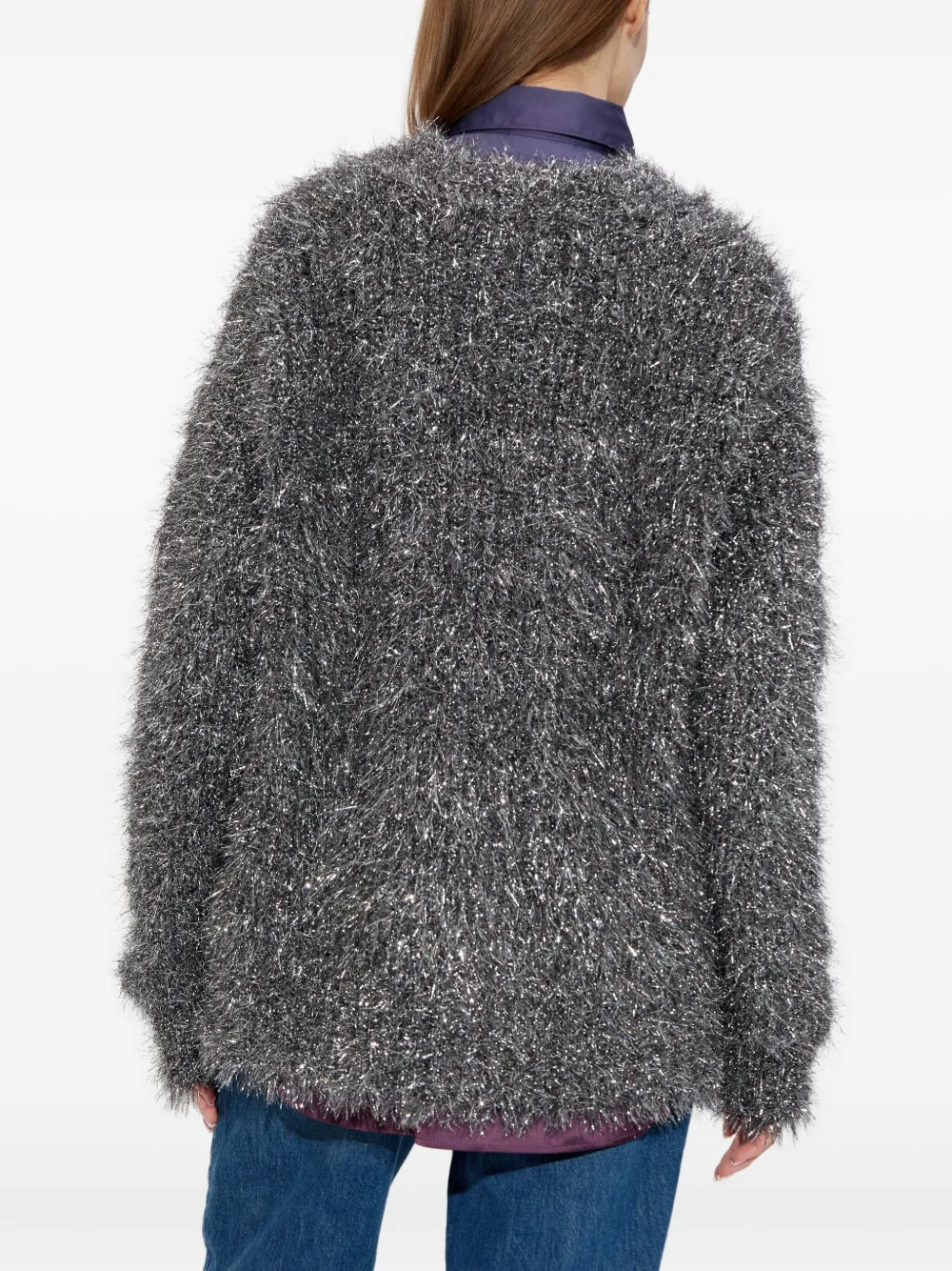 Lacoste Lurex vest met V-hals Grijs