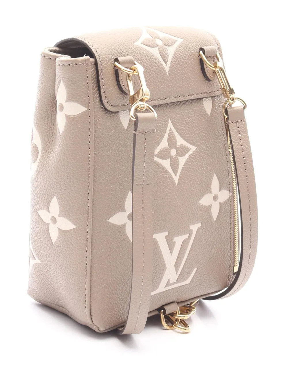 Pre-owned Louis Vuitton 2021-2025 Bicolor Monogram Empreinte Giant Tiny Backpack In Brown