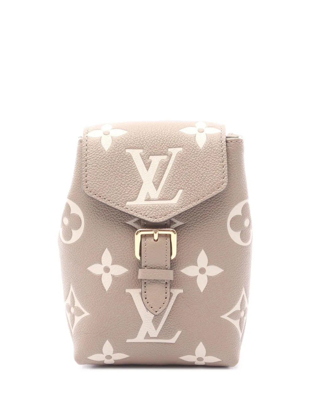 Pre-owned Louis Vuitton 2021-2025 Bicolor Monogram Empreinte Giant Tiny Backpack In Brown