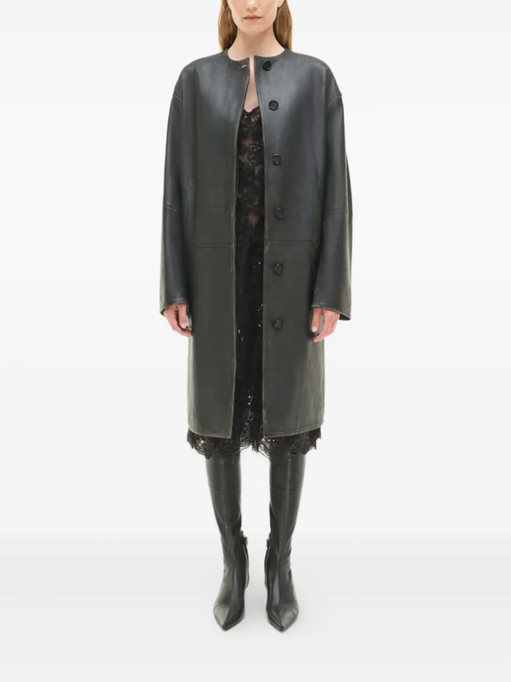 Simkhai long leather coat - Zwart