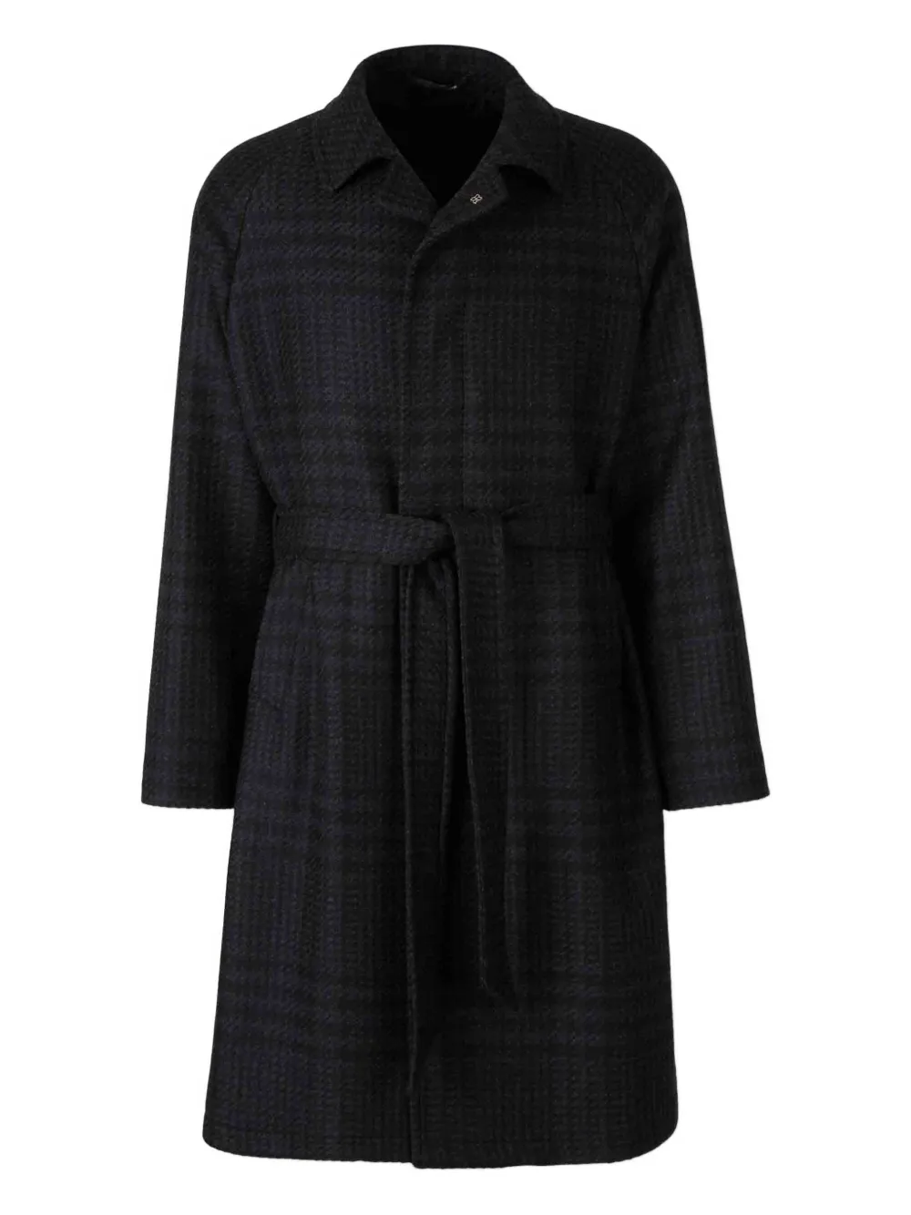 Tagliatore check-pattern belted coat | Black | Image 1