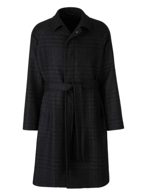 Tagliatore check-pattern belted coat 
