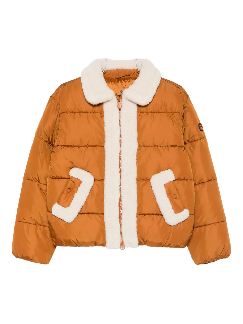 Save The Duck Honey Faux-shearling Trim Jacket In Orange