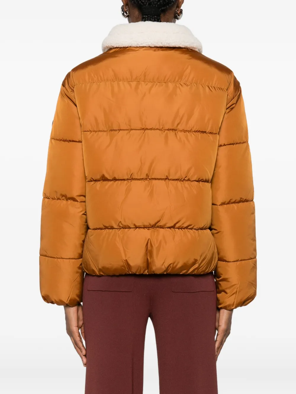 Save The Duck Honey Faux-shearling Trim Jacket In Orange