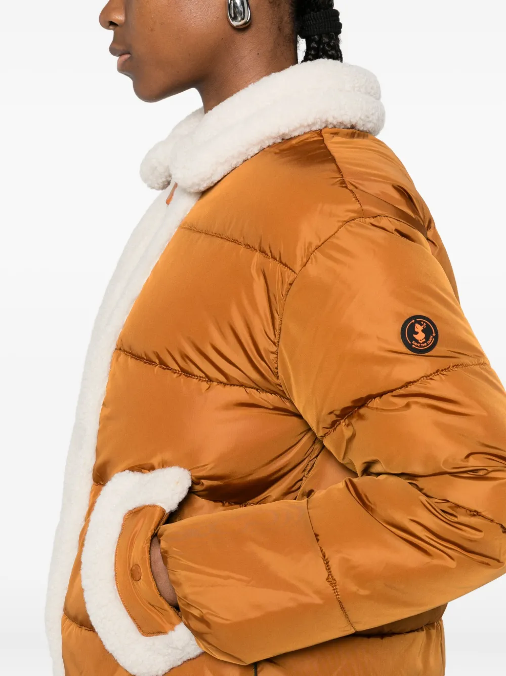 Save The Duck Honey Faux-shearling Trim Jacket In Orange