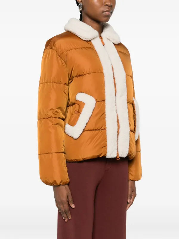 Save The Duck Honey faux-shearling Trim Jacket | Orange | FARFETCH JO