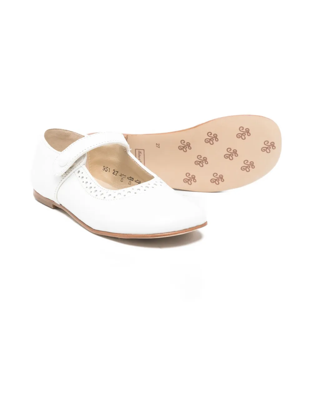 Tartine Et Chocolat Ballerina's met geperforeerd detail en bandje - Wit