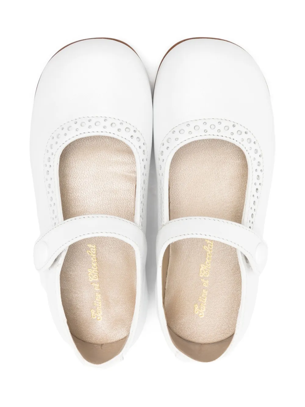 Tartine Et Chocolat Ballerina's met geperforeerd detail en bandje Wit