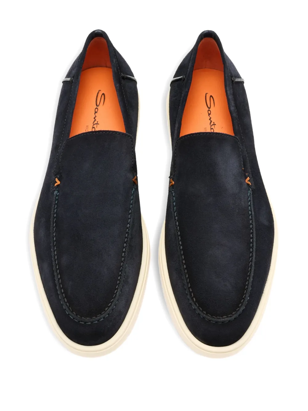 Santoni Suède loafers met stikseldetail - Blauw