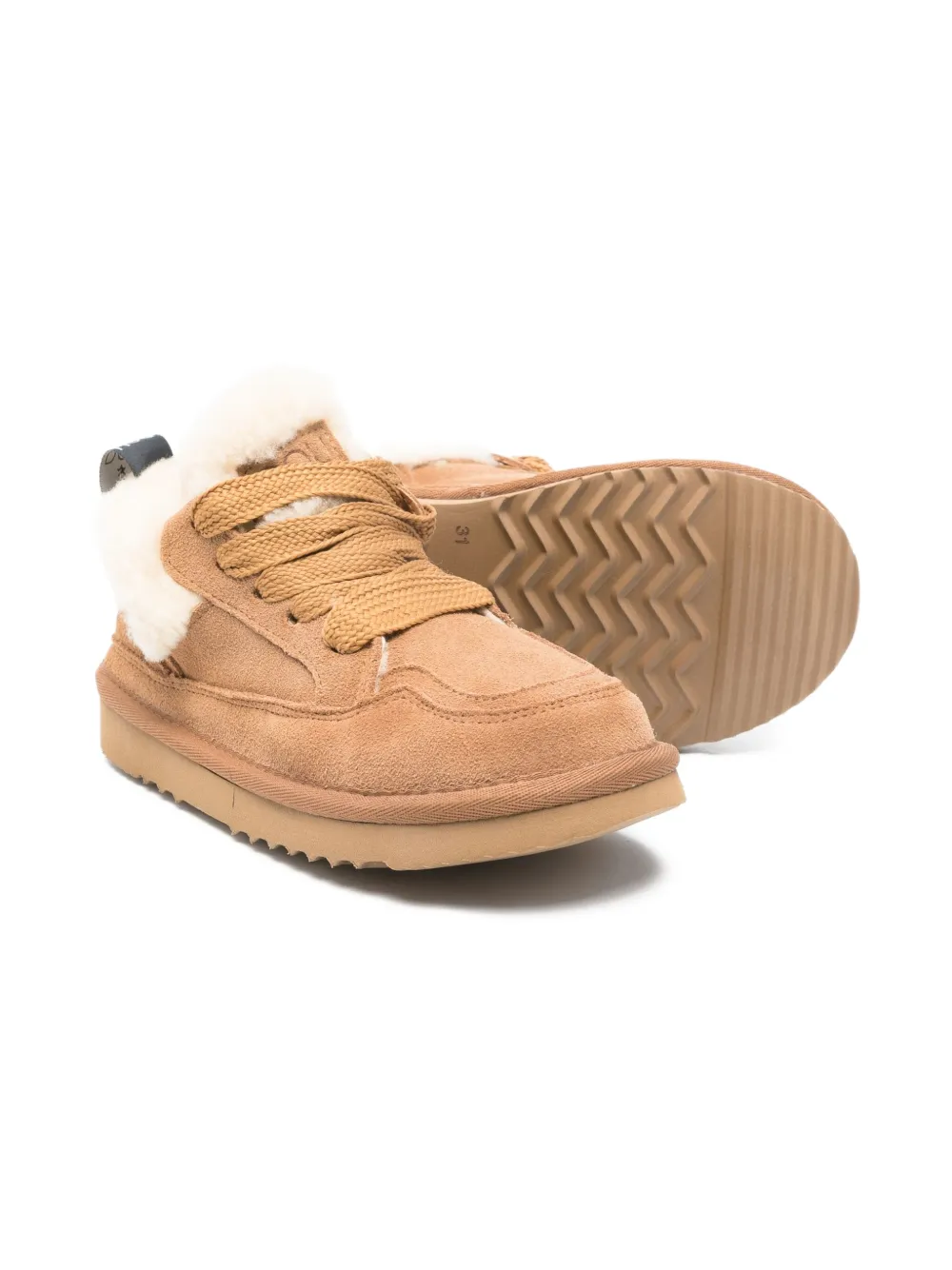  Douuod Kids Faux-fur Trimmed Suede Sneakers - Neutrals 