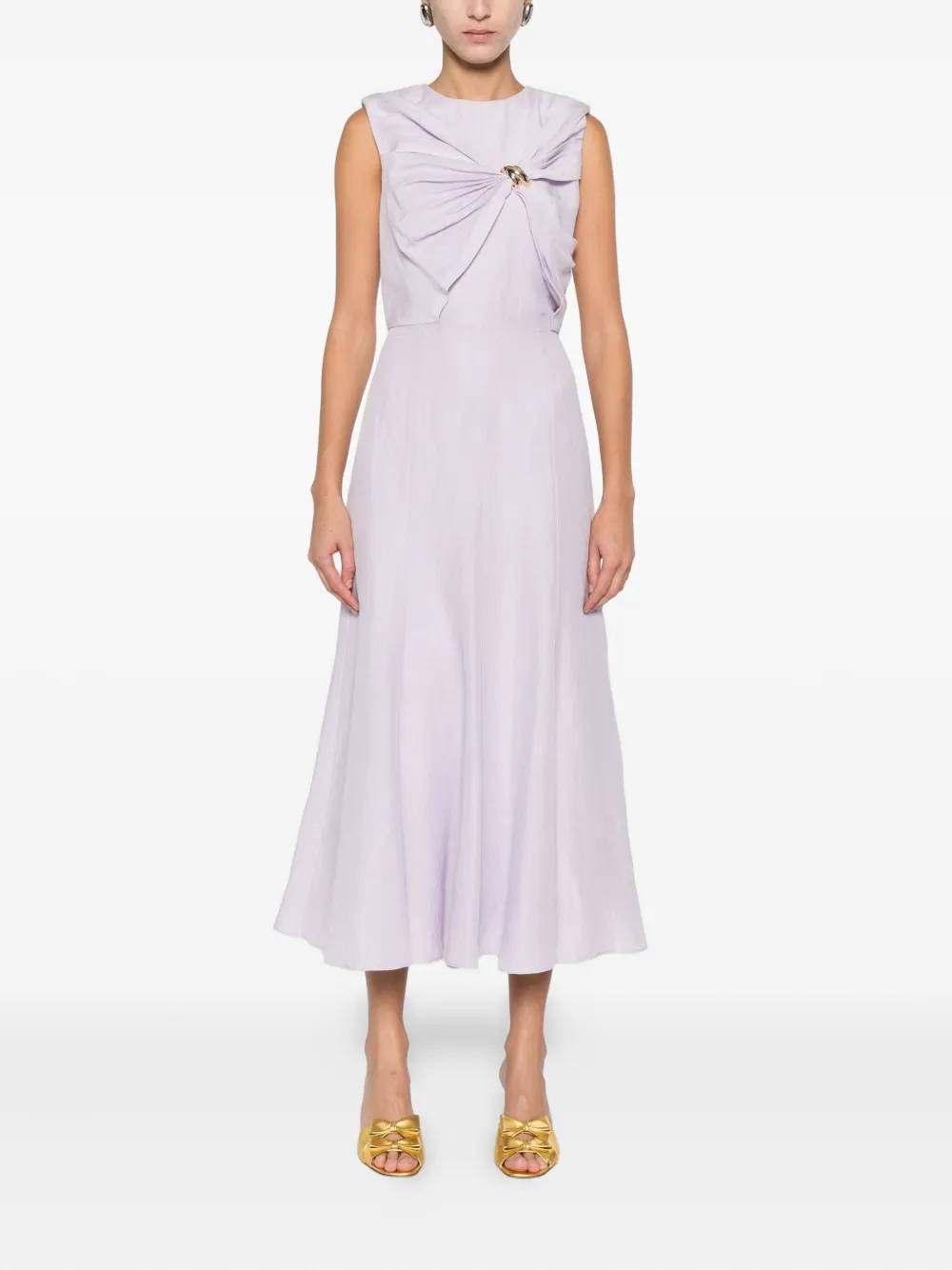 Roland Mouret Midikleid Mit Knotendetail In Purple