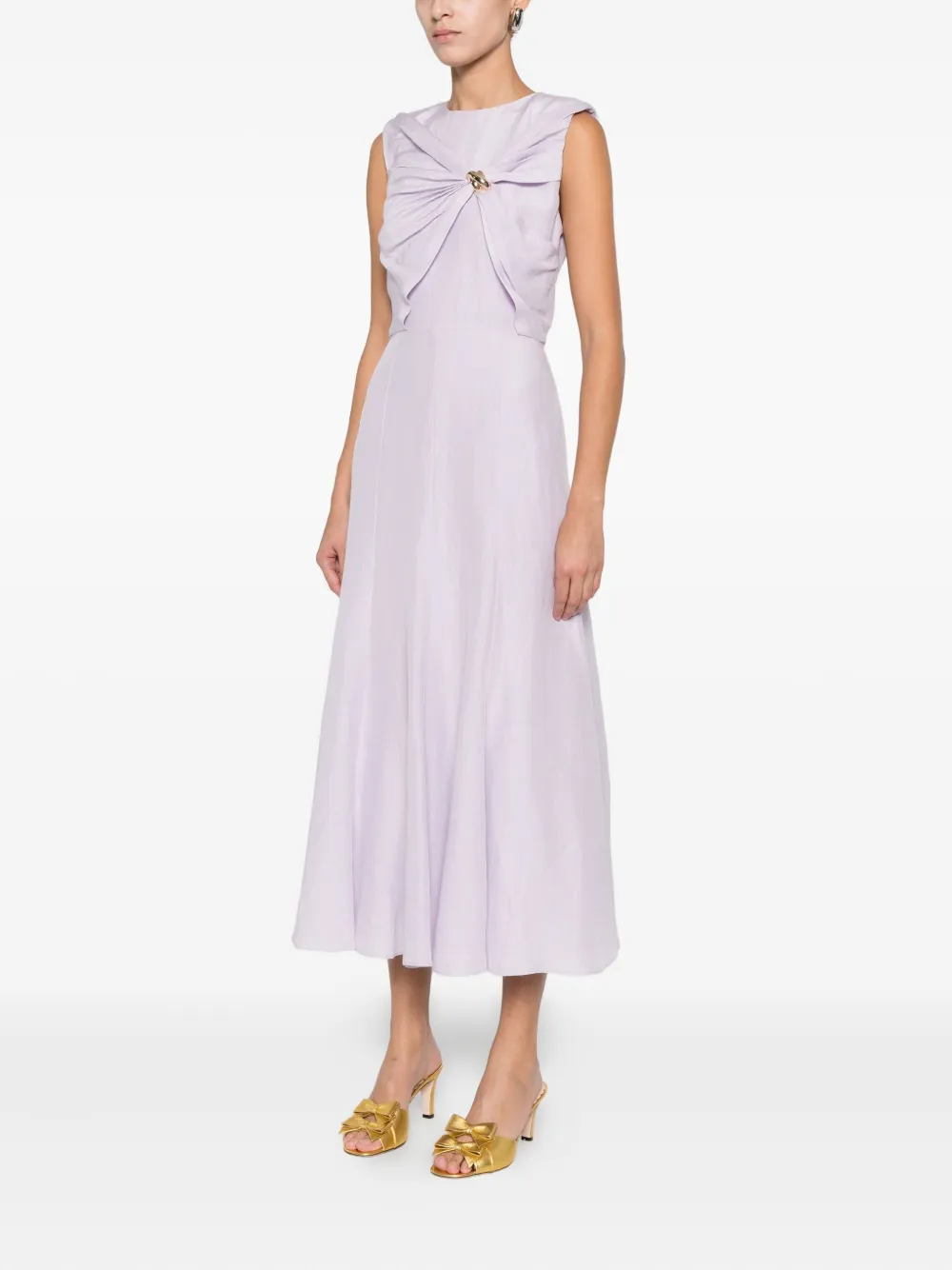 Roland Mouret Midikleid Mit Knotendetail In Purple