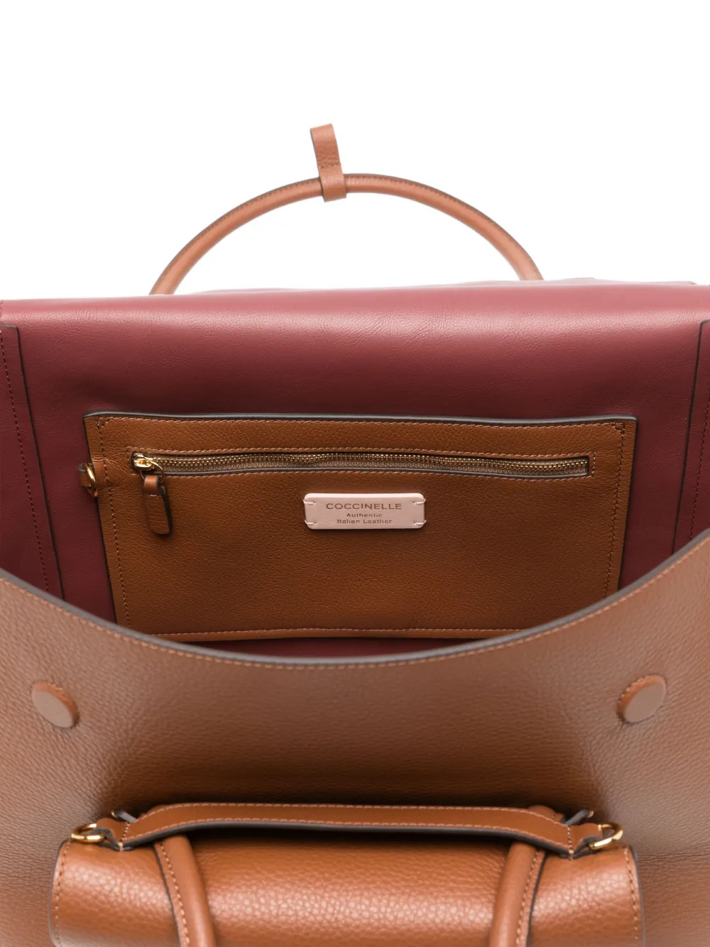 Coccinelle Shopper met klepzak en kettingdetail Bruin