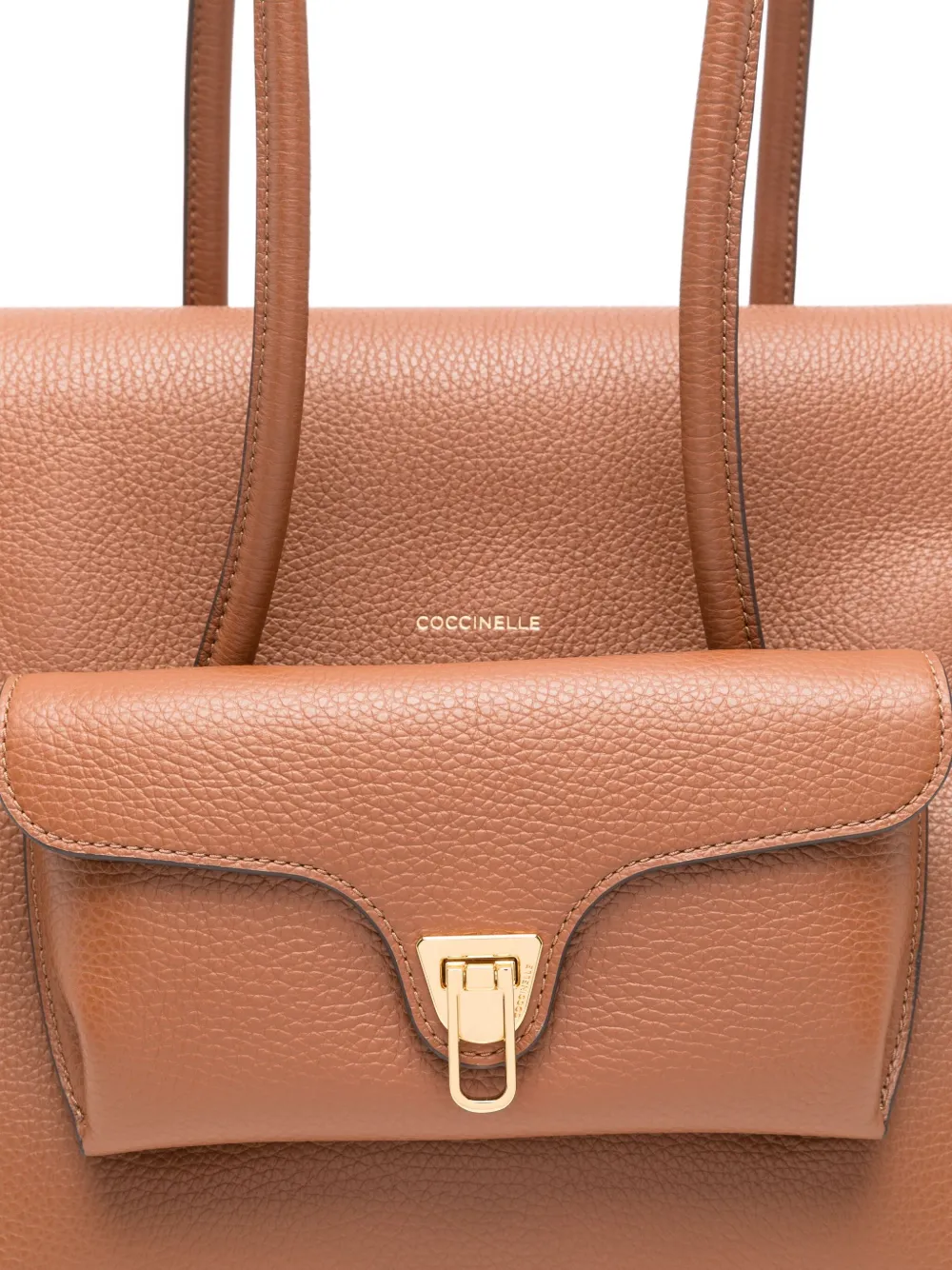 Coccinelle Shopper met klepzak en kettingdetail Bruin