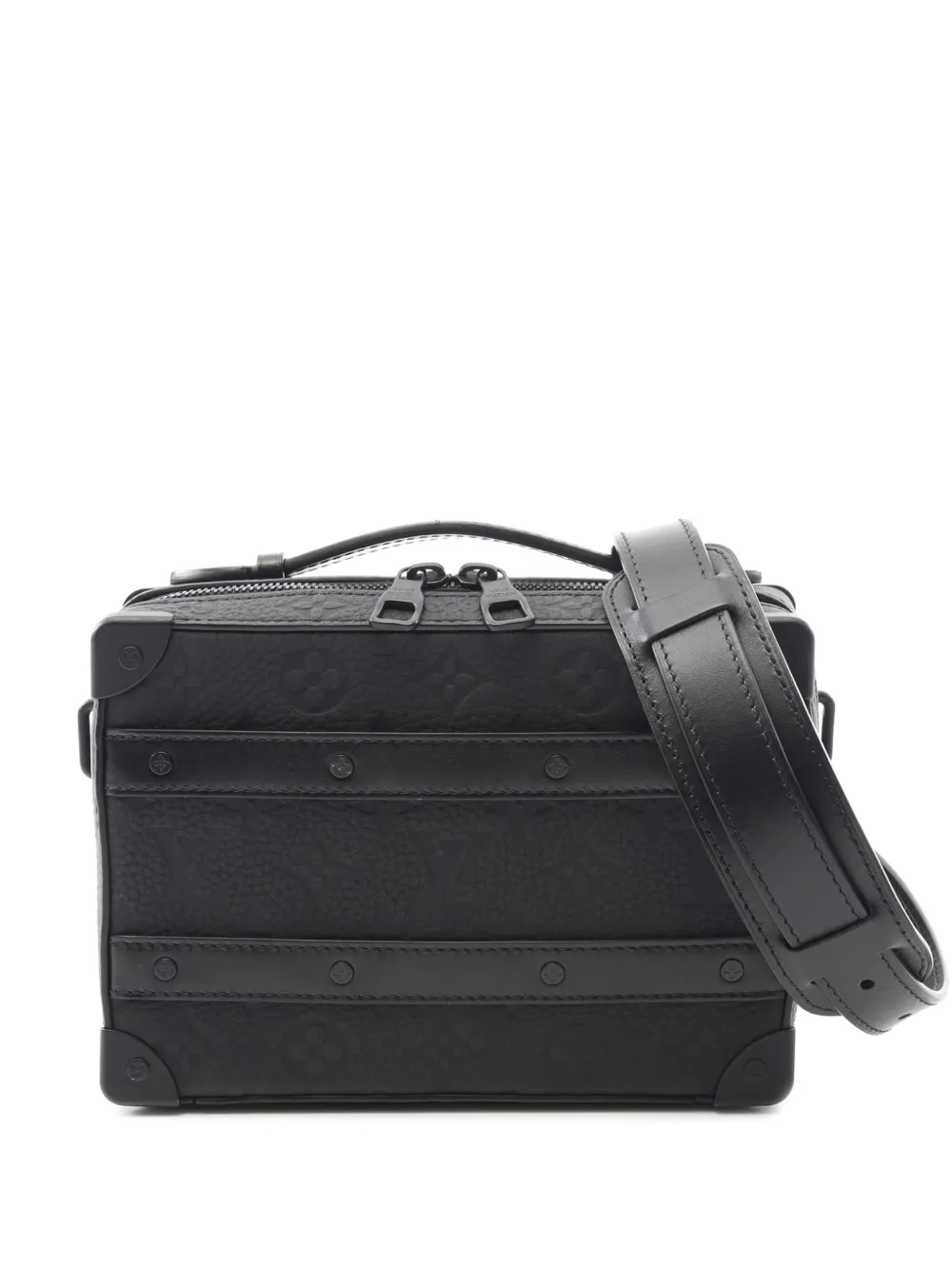 Pre-owned Louis Vuitton 2021-2025 Monogram Taurillon Handle Soft Trunk Crossbody Bag In Black