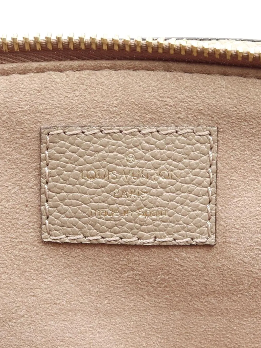Pre-owned Louis Vuitton 2021-2025 Bicolor Monogram Empreinte Giant Petit Palais Satchel In Brown
