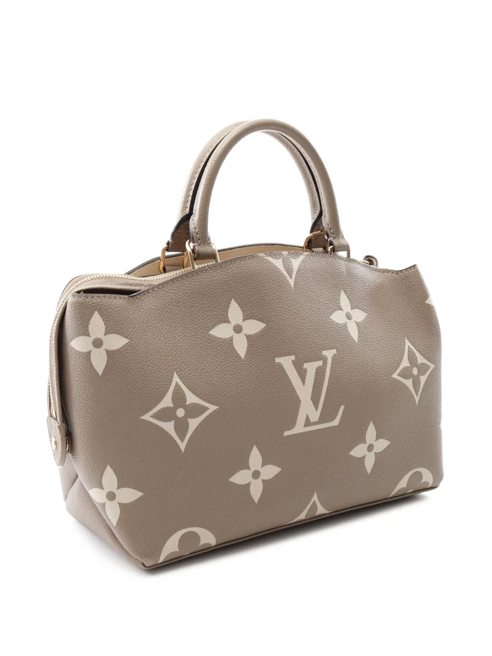Pre-owned Louis Vuitton 2021-2025 Bicolor Monogram Empreinte Giant Petit Palais Satchel In Brown