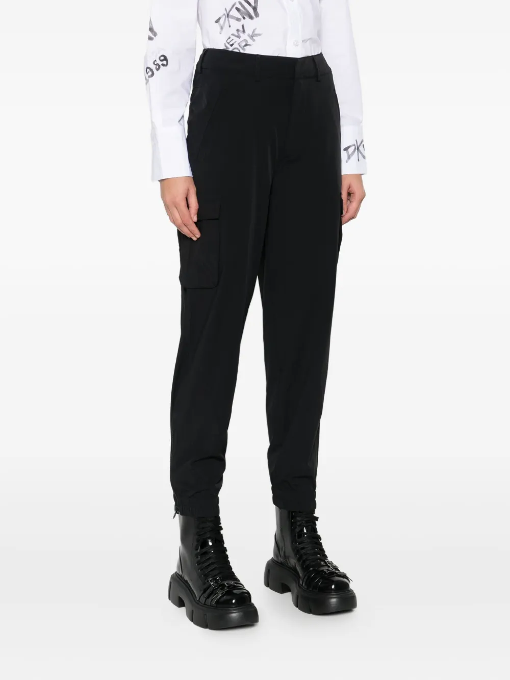 Dkny Tapered Cargo Trousers In Black
