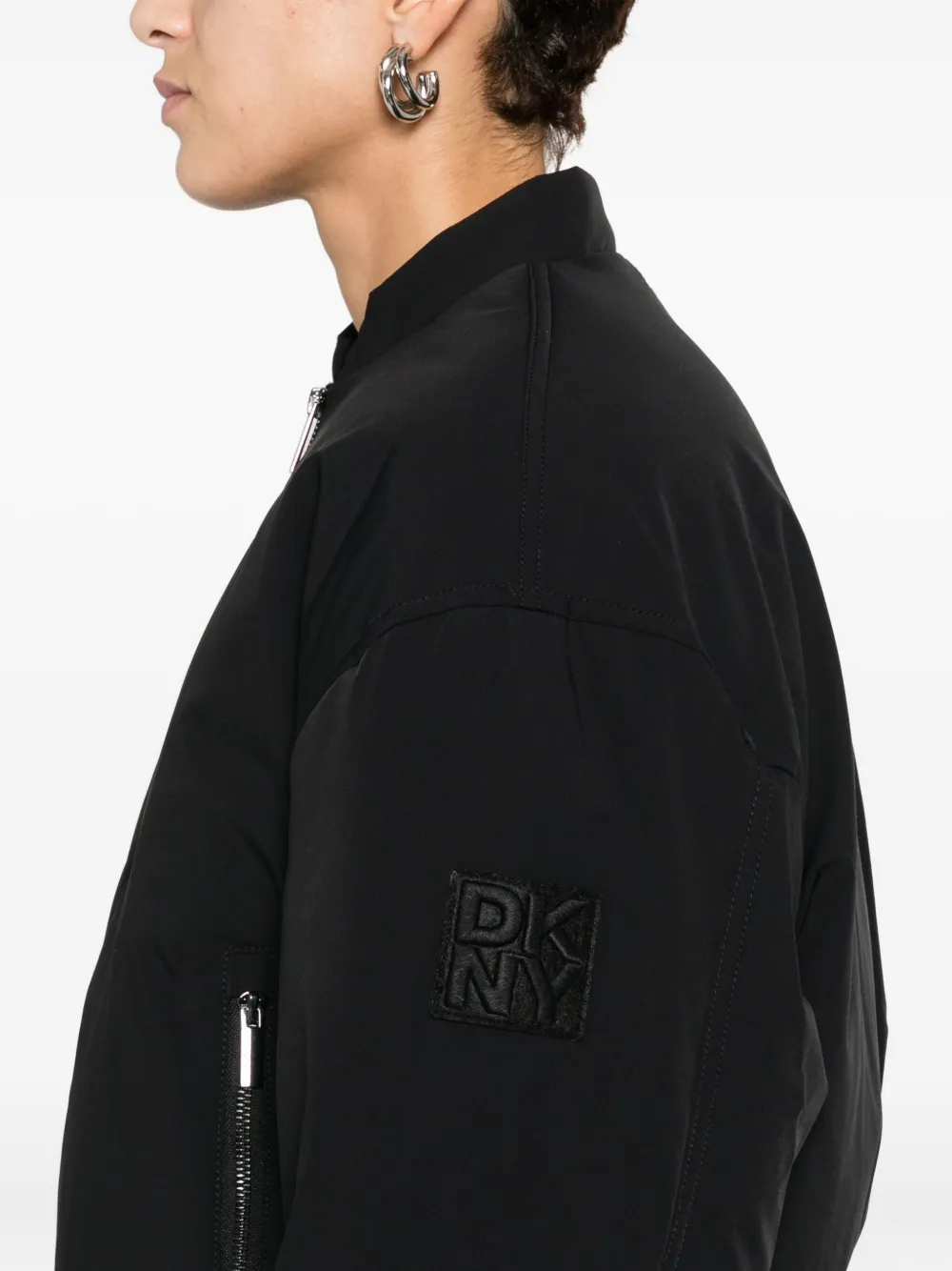 Dkny Zip-up Bomber Jacket In Black