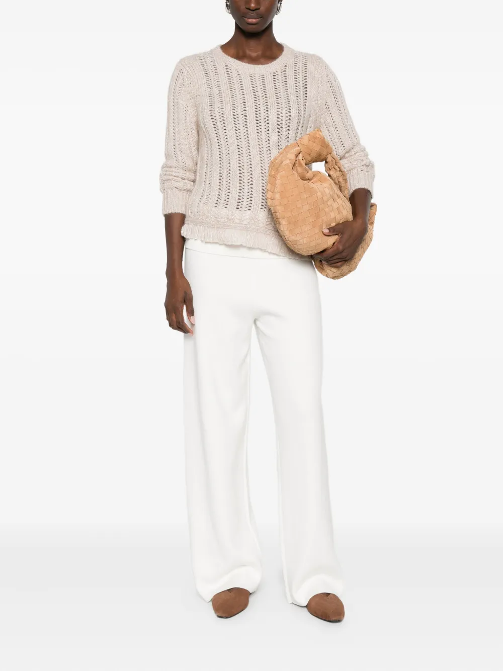 Kangra Cashmere Open-knit Sweater In Neutral