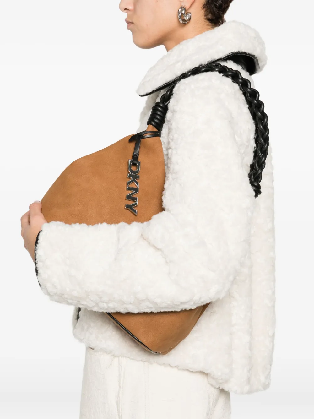DKNY Shopper met gevlochten handgreep - Bruin