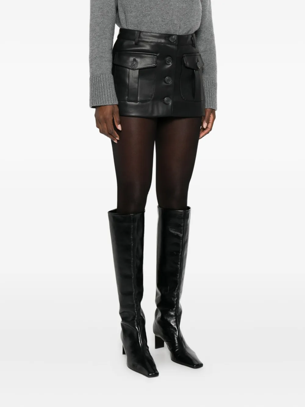 The Garment Buttoned Mini Skirt In Black