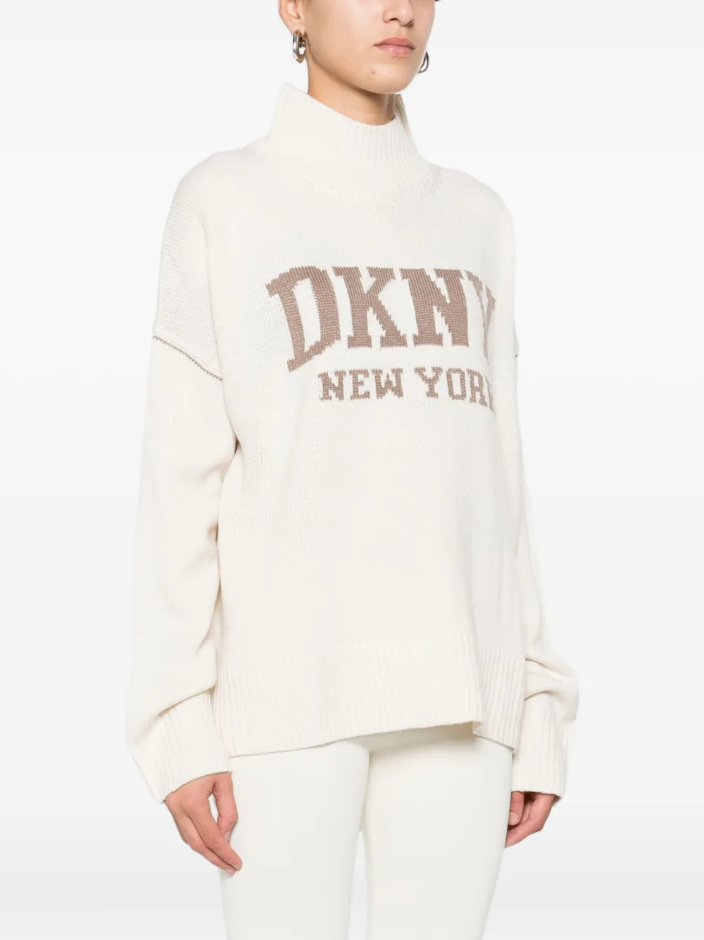 DKNY Trui met logo-intarsia Beige