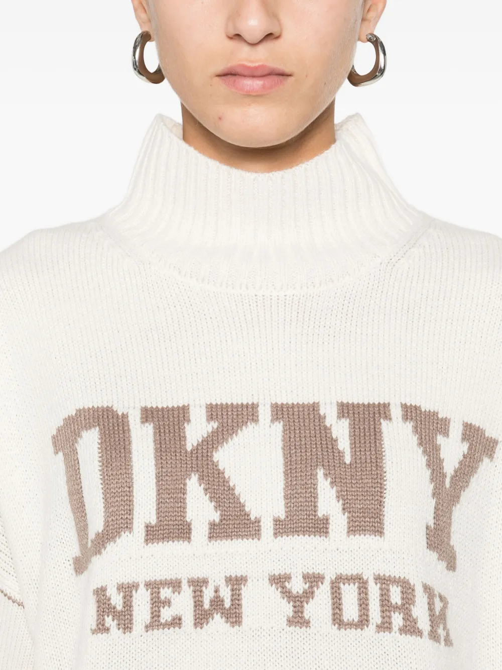 DKNY Trui met logo-intarsia Beige