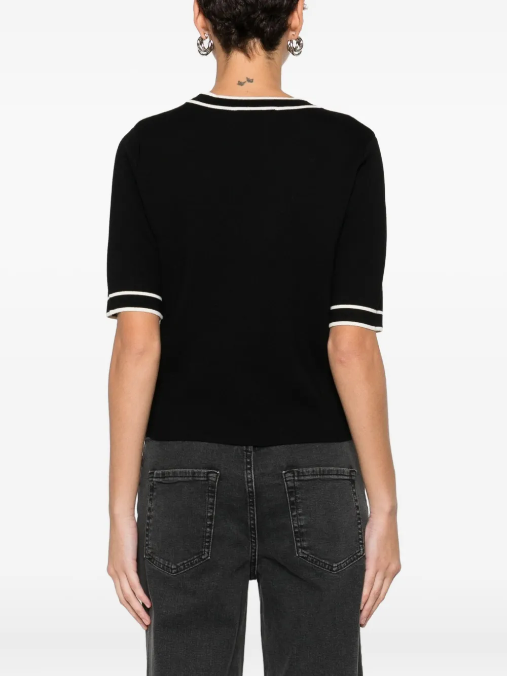 DKNY T-shirt met gestreepte afwerking Zwart