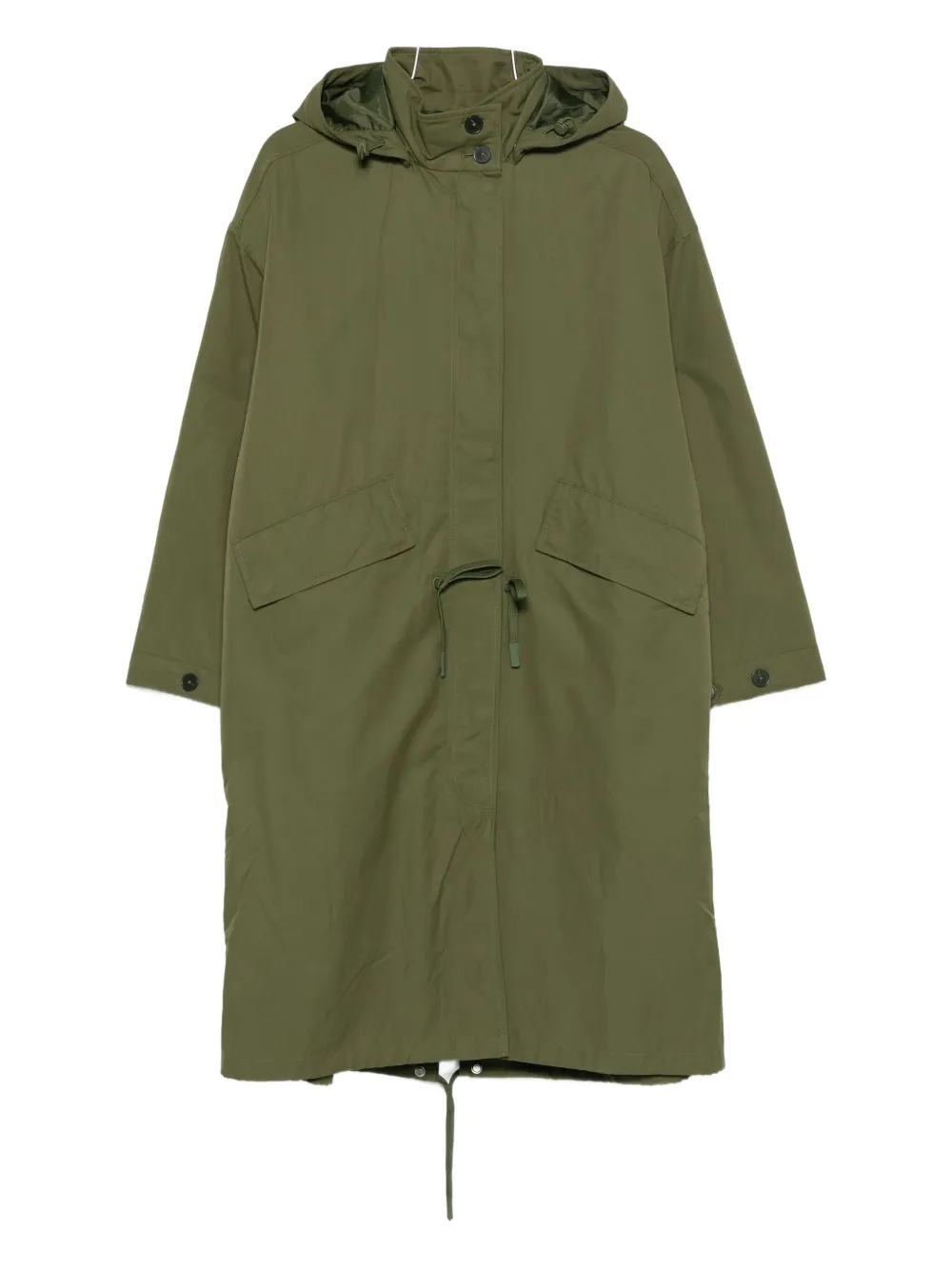 Closed hooded drawstring coat | Green | Image 1