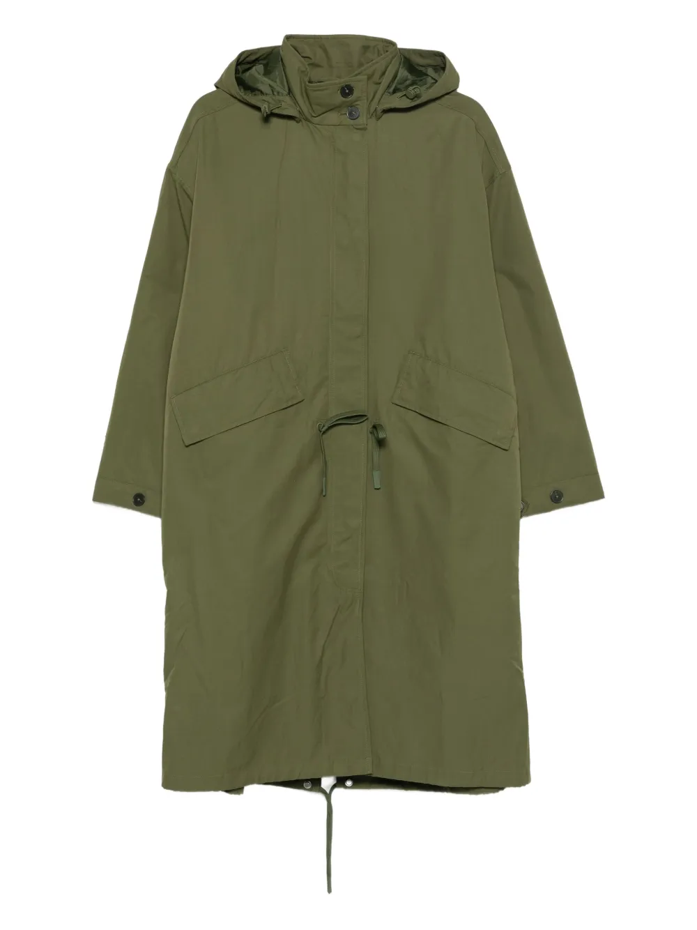 Closed hooded drawstring coat | Green | Image 1
