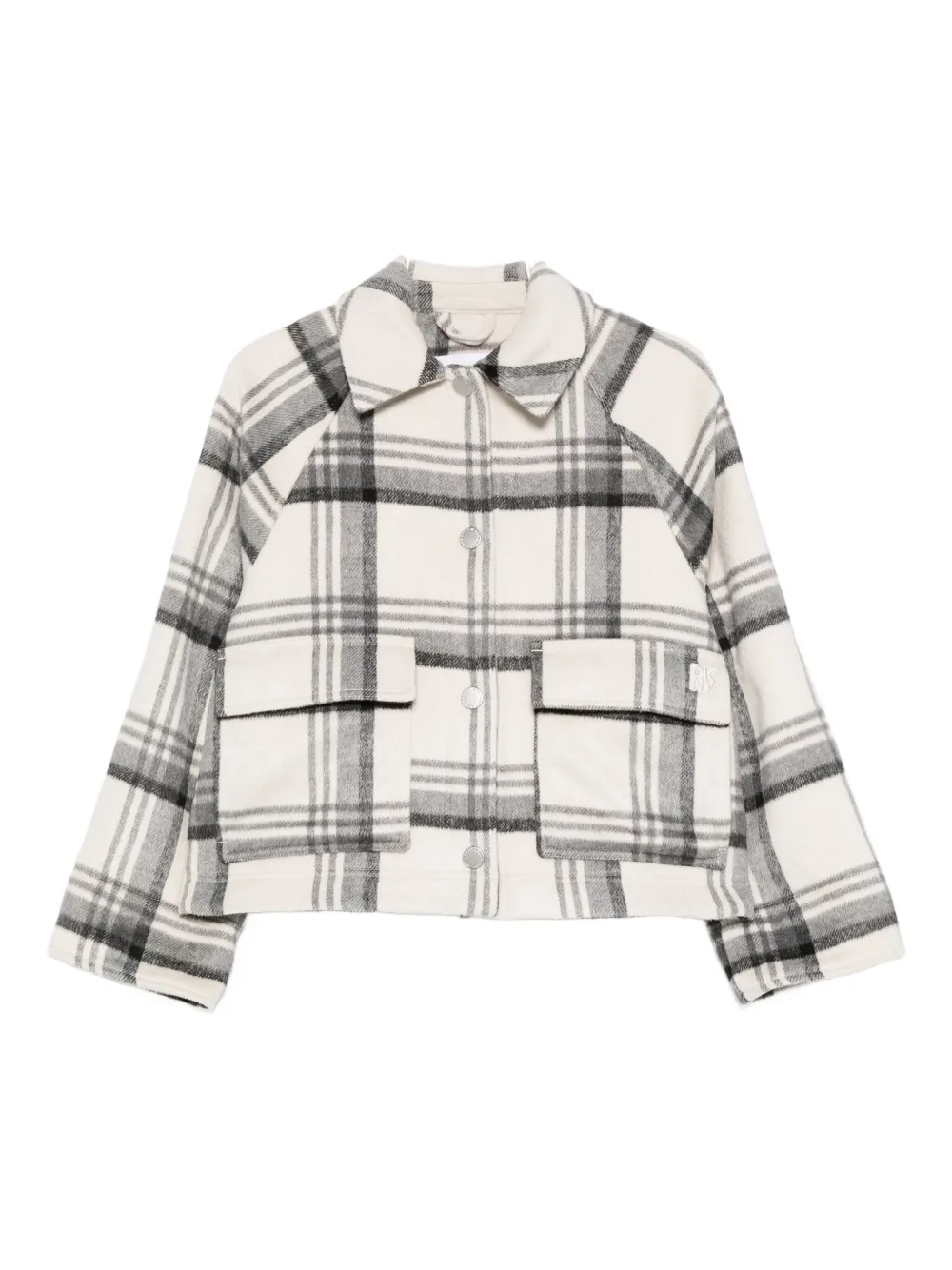 Dkny Plaid Press-stud Jacket In Neutral
