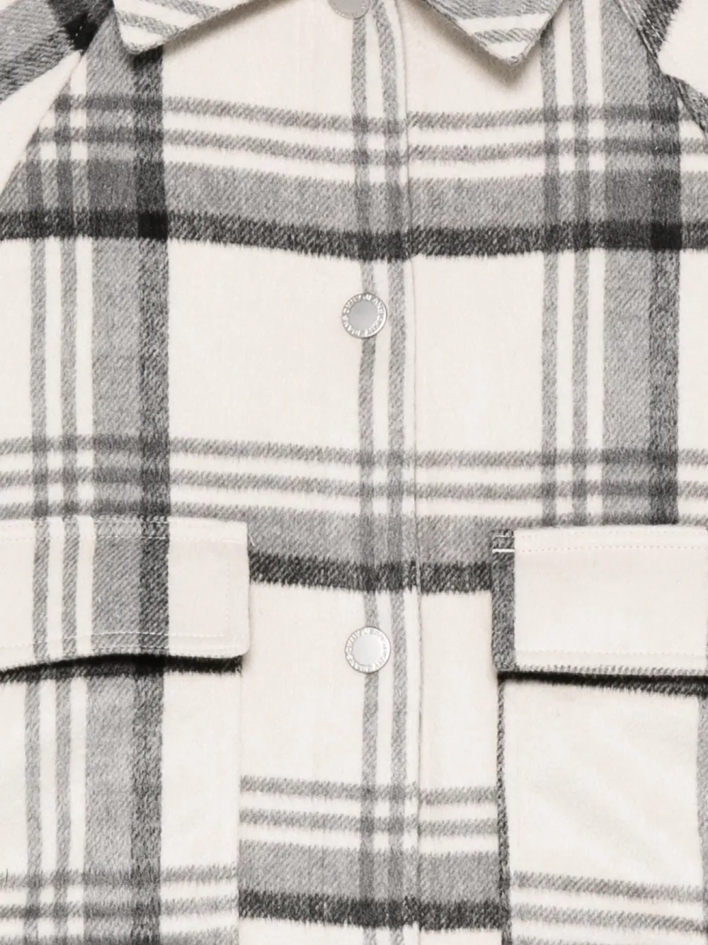 Dkny Plaid Press-stud Jacket In Neutral