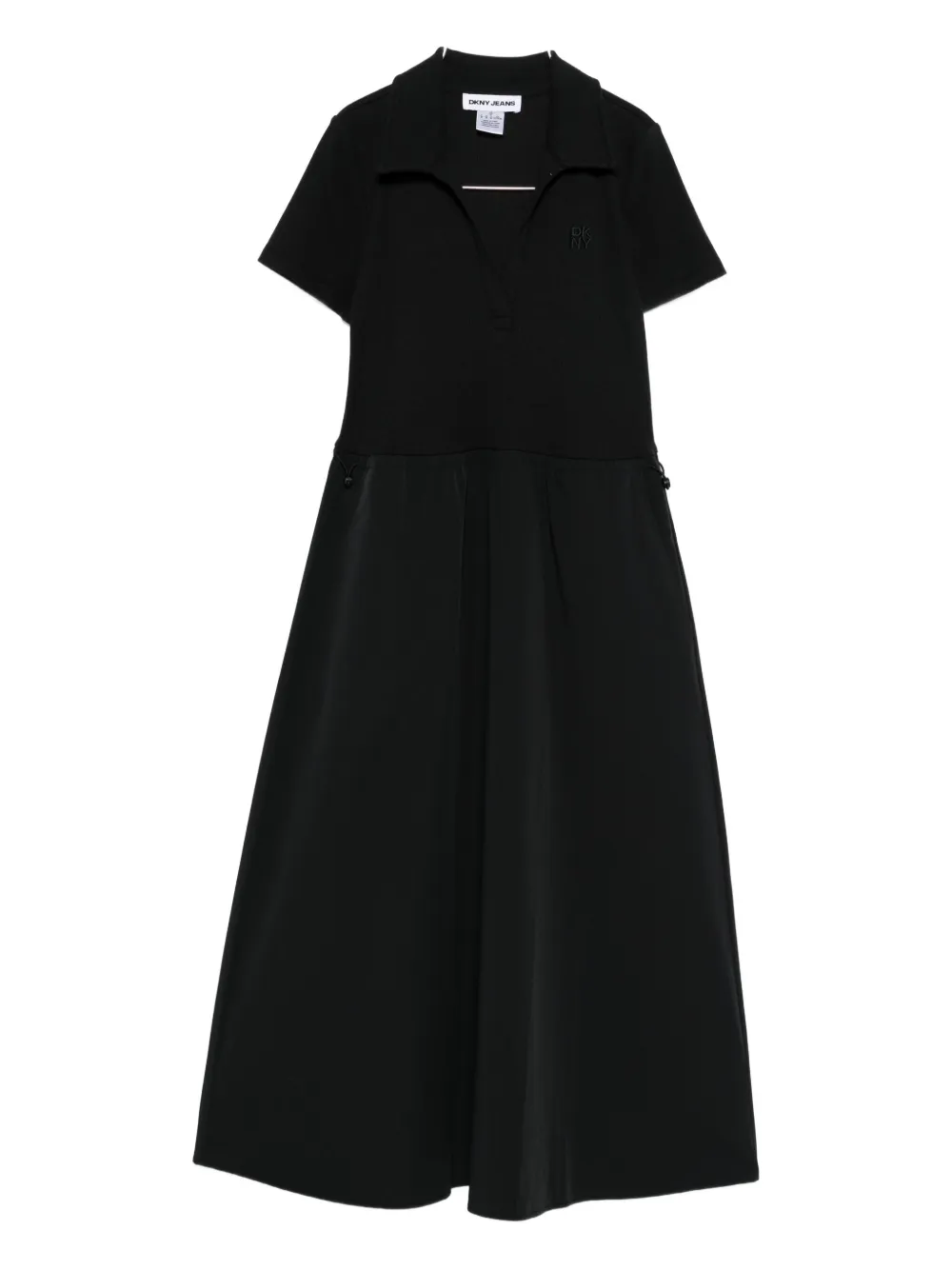 Dkny Logo-embroidered Polo-collar Midi Dress In Black